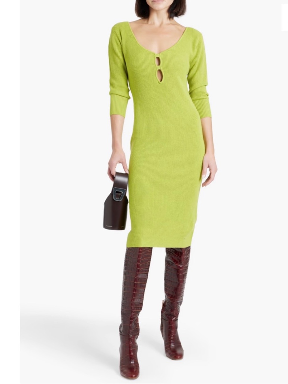 NWT Michelle Mason Cutout ribbed-knit dress sz P/ XS